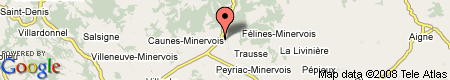 Map showing Caunes Minervois